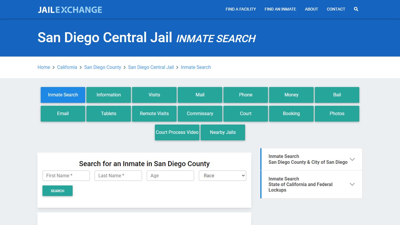 San Diego Central Jail, CA Inmate Search: Roster & Mugshots