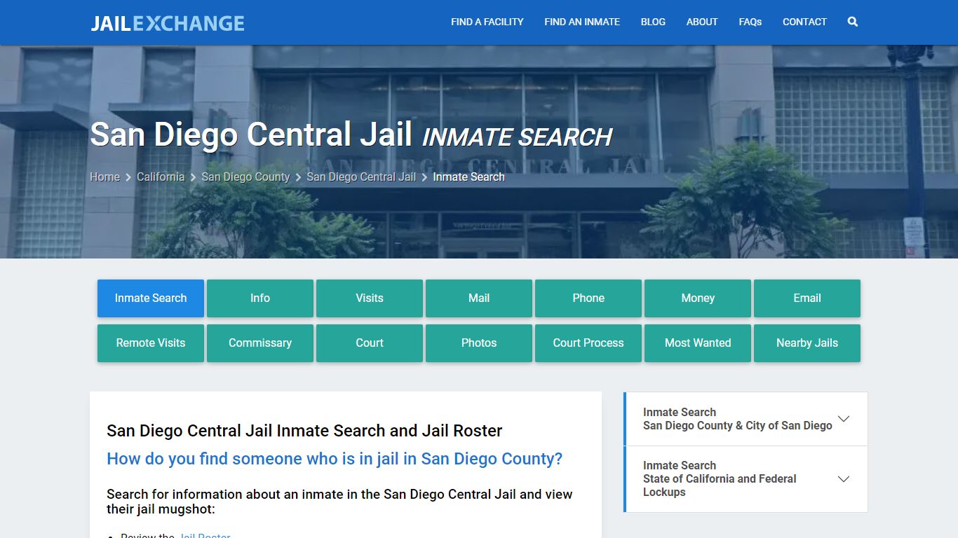 Inmate Search: Roster & Mugshots - San Diego Central Jail, CA