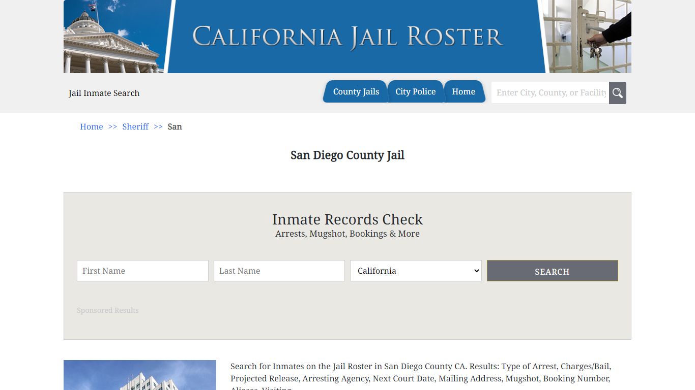 San Diego County Jail | Jail Roster Search
